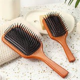 Wooden Hair Brush  Ergonomic Scalp Massage Design - Detailed view