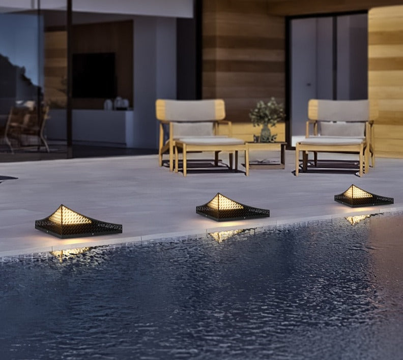 Modern Solar Wall Light  Geometric Pyramid Design - Product example