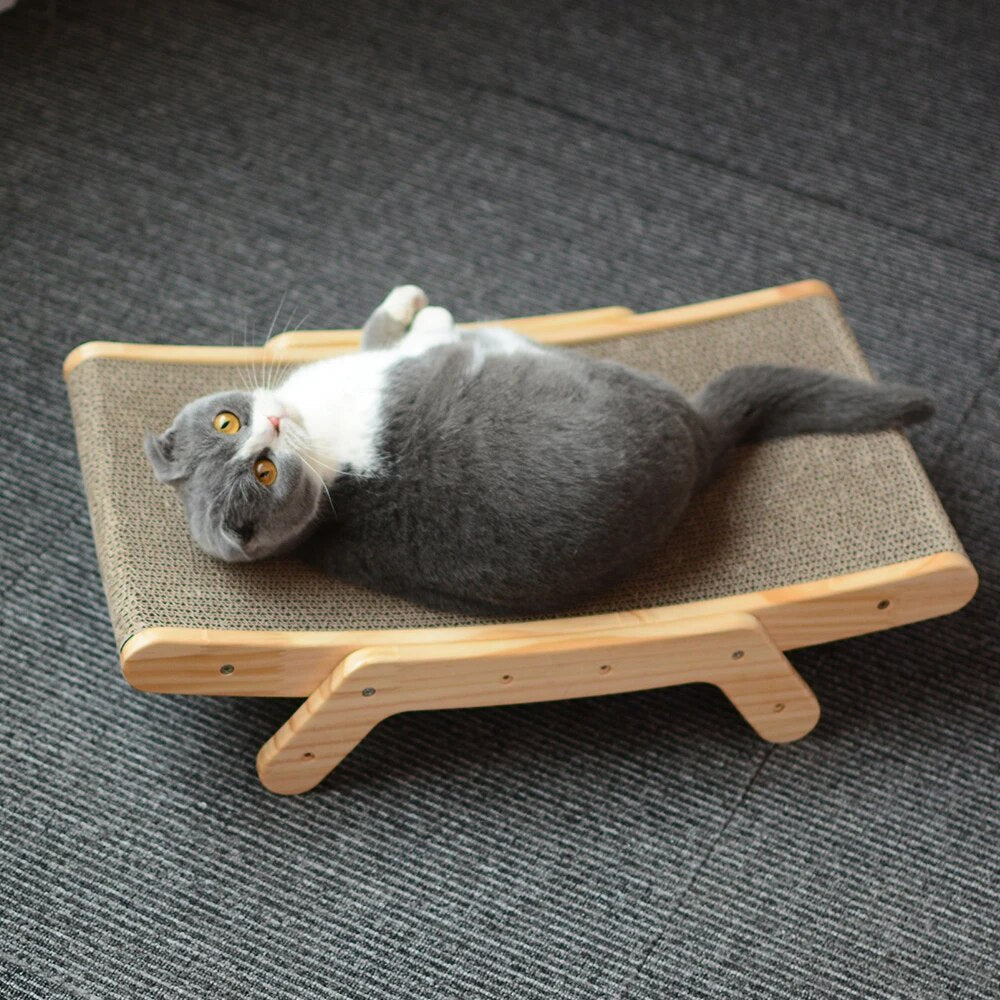 Modern Cat Lounge Bed  Natural Wood Frame with Sisal Mat - Product example