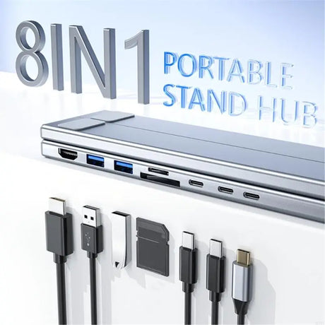 USB-C Laptop Hub Stand  8-in-1 Aluminum Docking Station - Product showcase