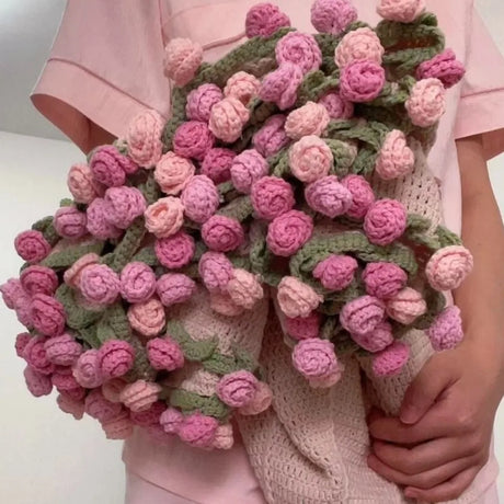 Floral Knit Blanket  Purple Rose Bouquet Design - Product detail 13