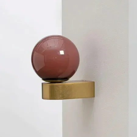 Modern Glass Wall Lamp  Dual Sphere Design with Brass Accent - Detailed view