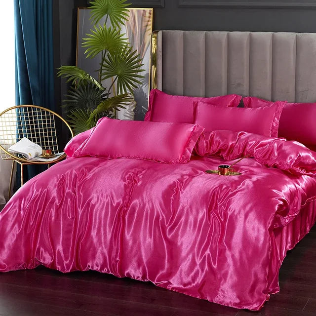 Luxury Satin Bedding Set  Silky Smooth Duvet Cover  Pillowcases - Product detail 11