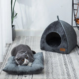 Plush Cat House  Triangular Velvet Pet Shelter - Product showcase