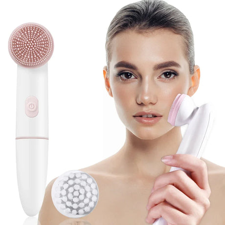 Silicone Facial Cleansing Brush  Dual Speed Massage Tool - Product showcase