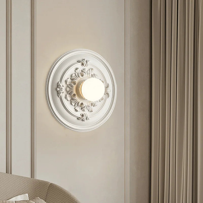 Victorian Ceiling Medallion Wall Light  Ornate Floral Relief Design - Product example