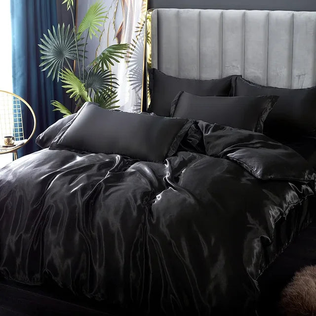 Luxury Satin Bedding Set  Silky Smooth Duvet Cover  Pillowcases - Product detail 12