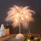 Feather Table Lamp  White LED Plume Design - Product showcase