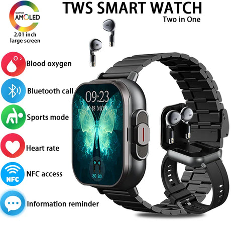 Smart Fitness Watch  2-in-1 AMOLED With Wireless Earbuds - Product showcase