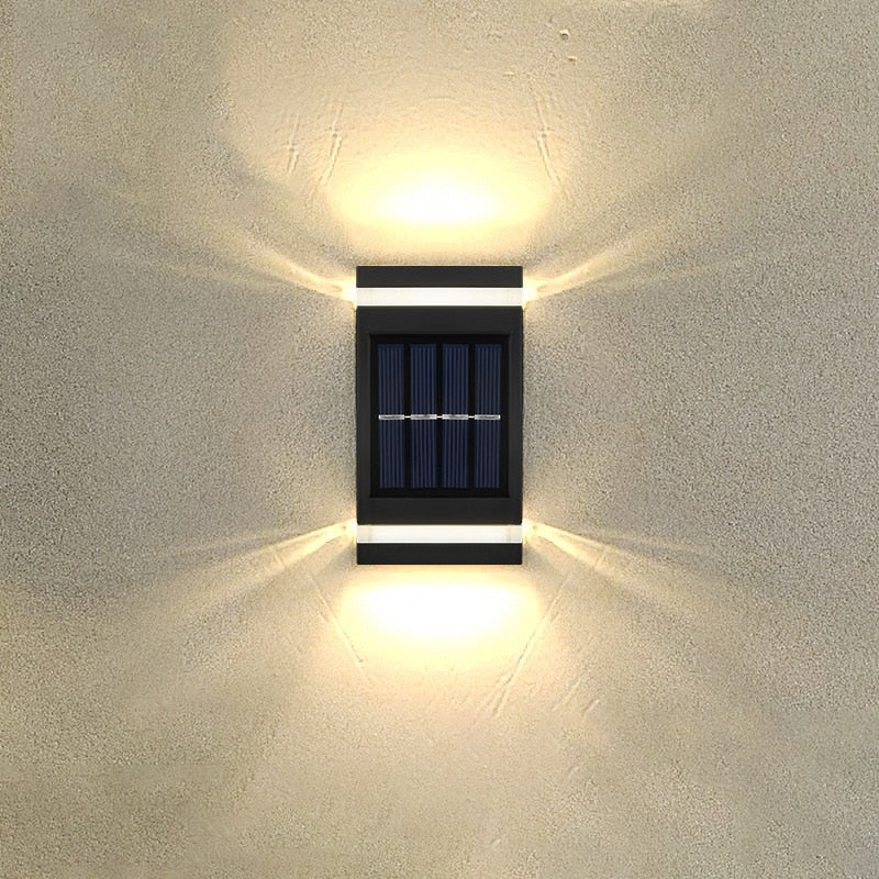 Solar Garden Wall Light  Up Down LED Outdoor Sconce - Detailed view