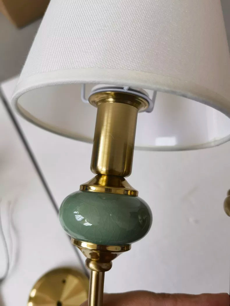 Modern LED Wall Sconce  Brass Finish With Fabric Shade - Product detail 7