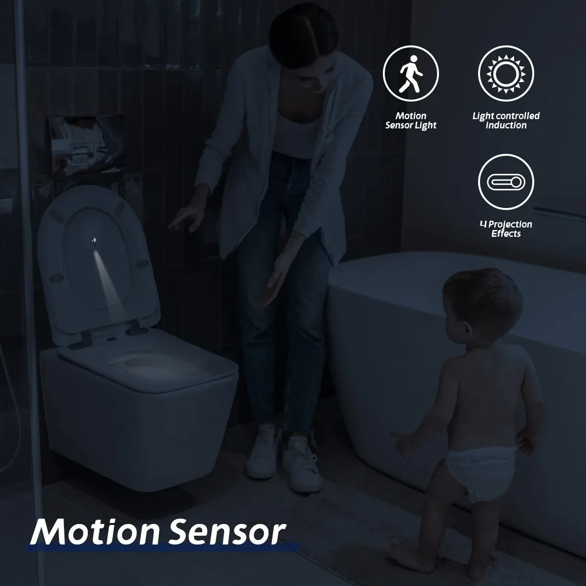 Motion Sensor Toilet Light  LED Bowl Projector With Night Guide - Product detail 5
