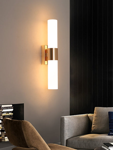 Modern LED Wall Sconce  Gold Aluminum Dual Light - Detailed view