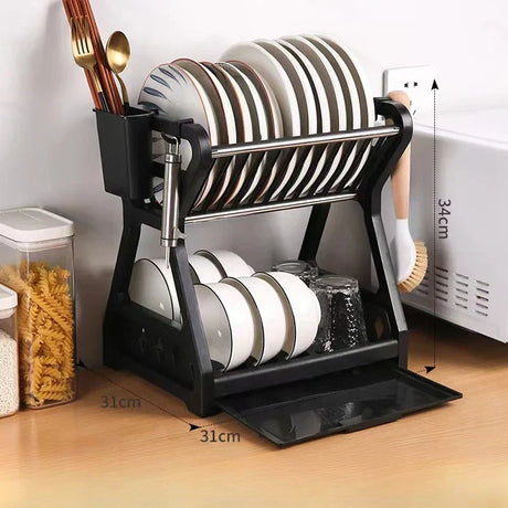Kitchen Dish Drying Rack  2-Tier Stainless Steel Design - Product detail 10