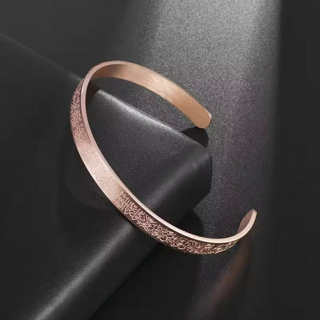 Arabic Script Bangle Bracelet  Engraved Stainless Steel Design - Product detail 8
