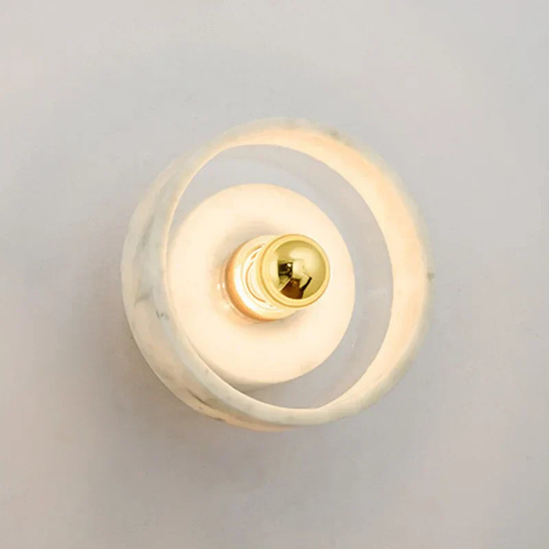 Modern Marble Wall Light  Natural Stone Circle Design - Detailed view