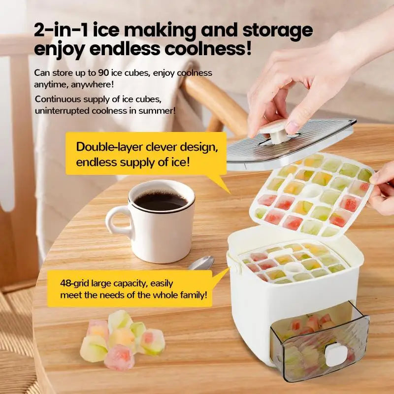Modern Ice Cube Maker  Double Layer Storage With Handle - Product detail 9