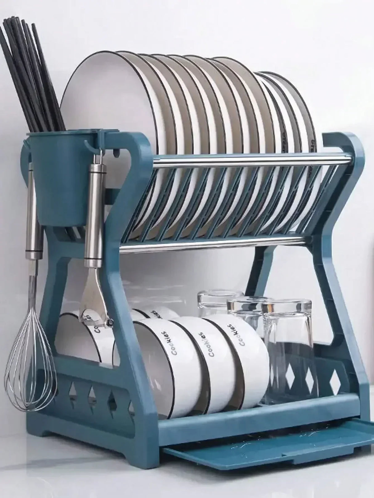 Kitchen Dish Drying Rack  2-Tier Stainless Steel Design - Product detail 4