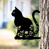 Metal Garden Cat Decor  Floral Silhouette Design - Product detail 4