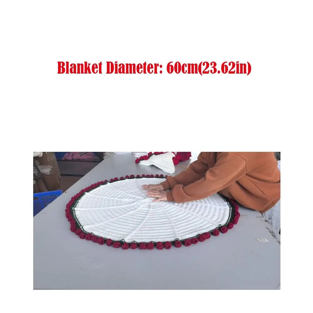 Floral Knit Blanket  Purple Rose Bouquet Design - Product detail 6
