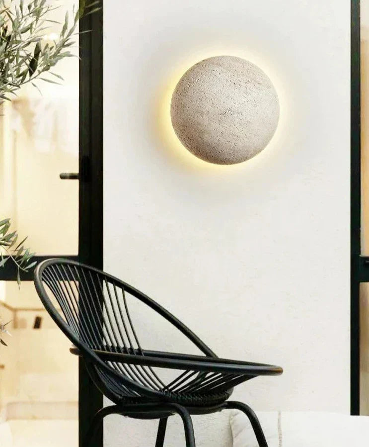 Minimalist Outdoor Wall Light  Natural Stone LED Sconce - Detailed view
