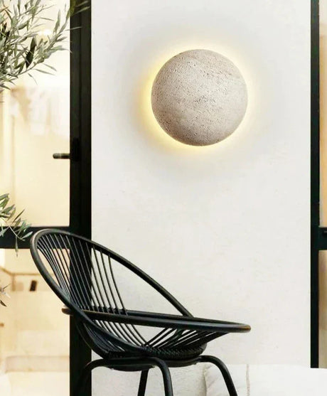 Minimalist Outdoor Wall Light  Natural Stone LED Sconce - Detailed view