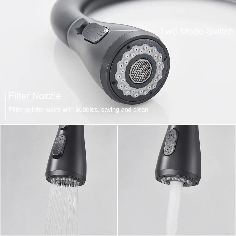 Modern Pull-Out Kitchen Faucet  Matte Black High-Arc Design - Product example