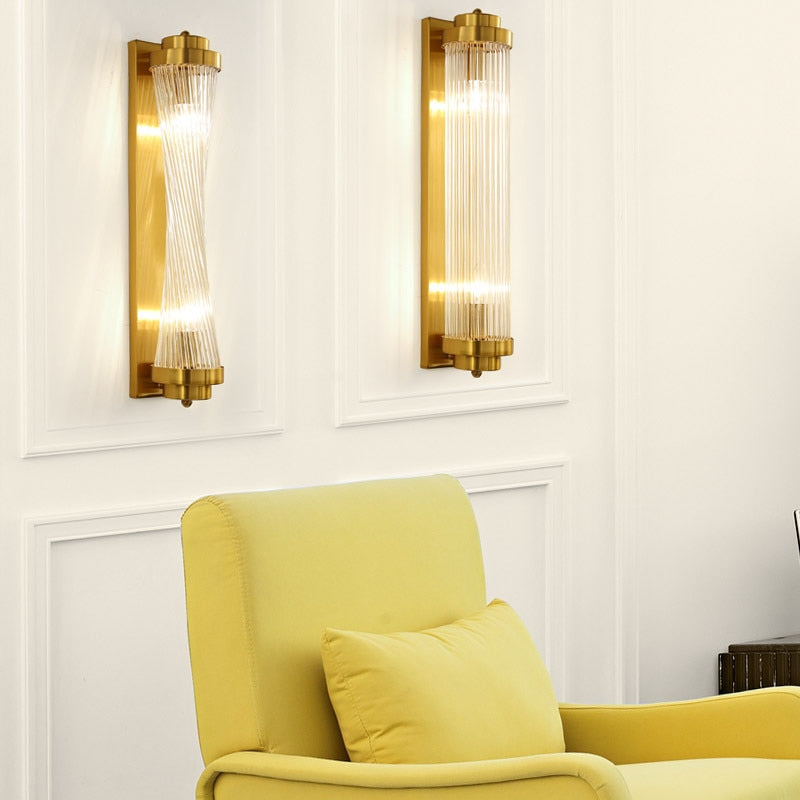 Art Deco Wall Sconce  Gold Crystal Glass Rod Design - Product detail 5