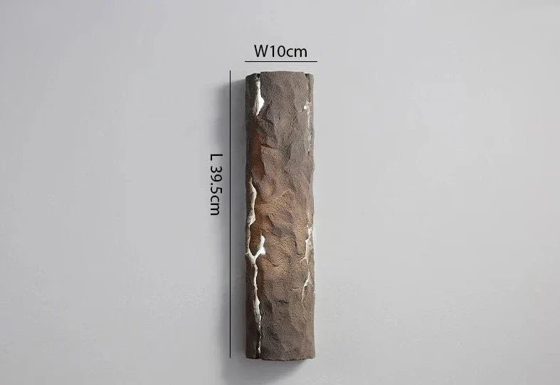 Modern Outdoor Wall Light  Textured Stone Resin with Gold Accents - Product detail 8