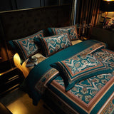 Luxury Egyptian Cotton Duvet Set  Teal Arabesque Pattern - Product detail 6
