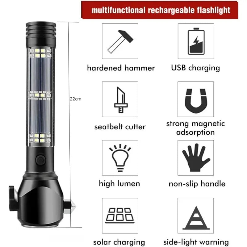 Emergency Solar Flashlight  Multi-Tool Safety Device with Power Bank - Product detail 6