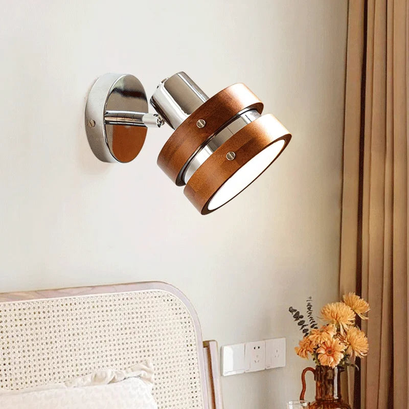 Modern Wall Lamp  Brown Leather Chrome Accent - Detailed view