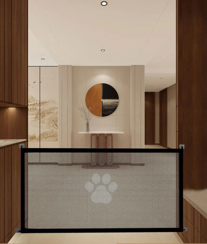 Retractable Pet Safety Gate  Mesh Barrier with Paw Print Design - Product detail 7