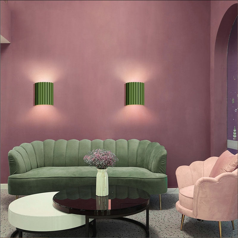 Modern LED Wall Light  Fluted Green Aluminum Sconce - Product example