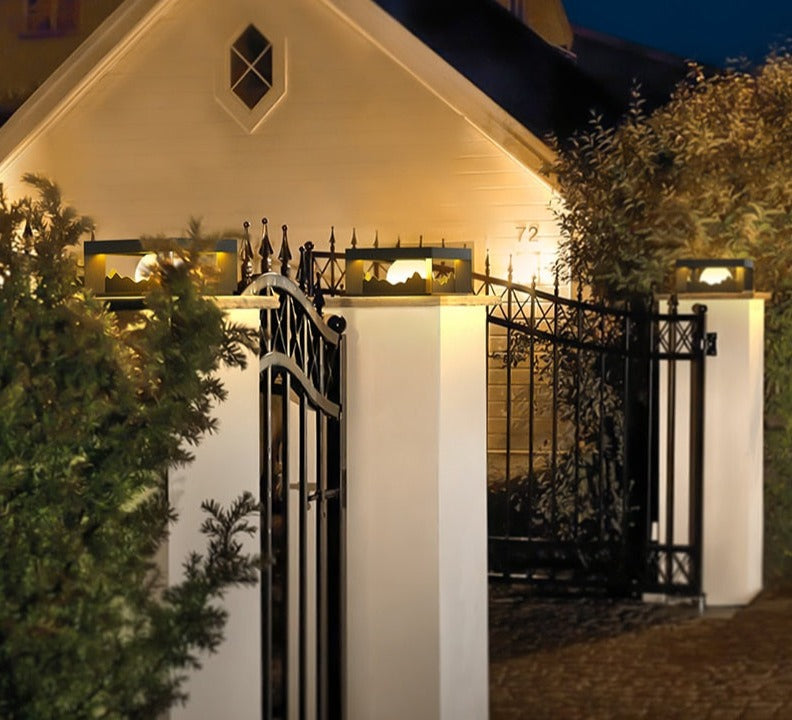 Modern Solar Wall Light  Cube Frame Mountain Silhouette - Product detail 7