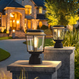 Solar Garden Post Light  Lantern Style Glass Panel Design - Product detail 4