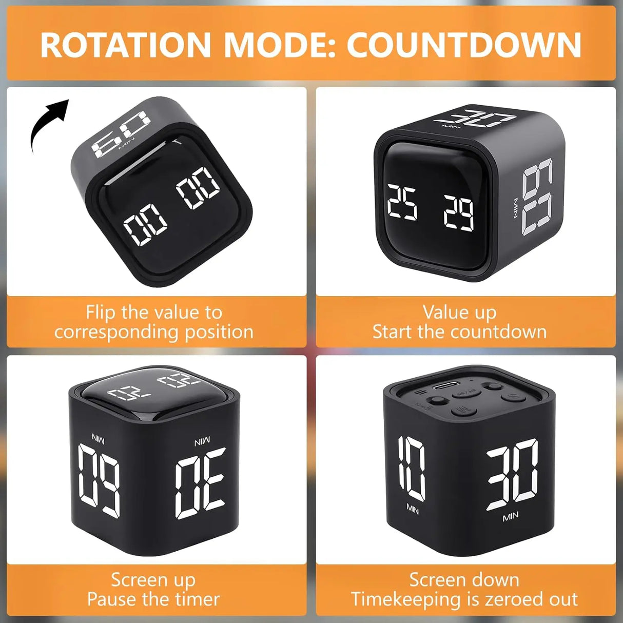Digital Productivity Timer  Smart Cube Design With Gravity Sensor - Product detail 6