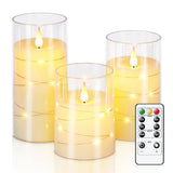 LED Flameless Candles  Glass Cylinder Set with String Lights - Product detail 5