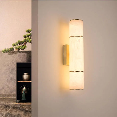 Modern Marble Wall Light  Gold Copper Accent - Detailed view