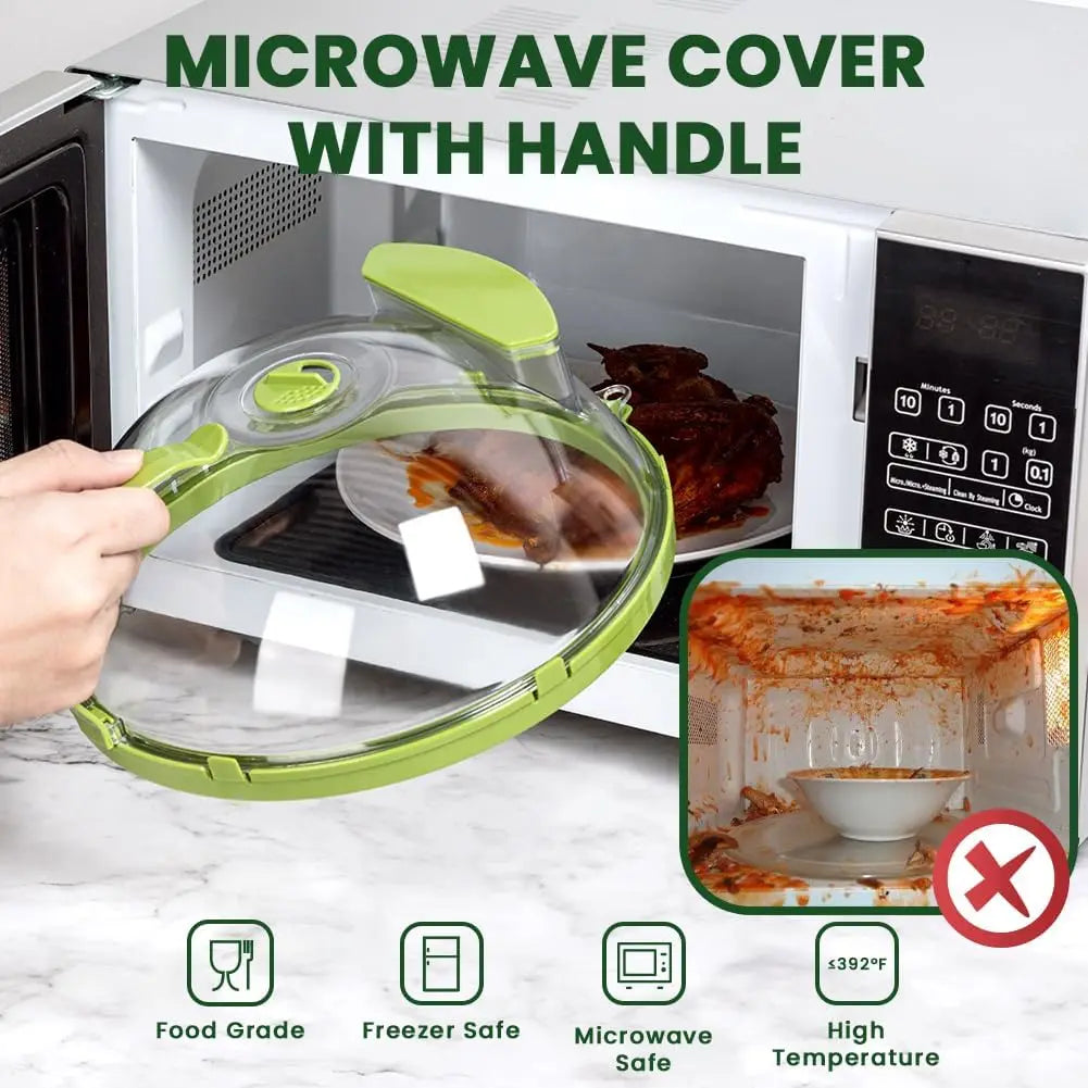 Microwave Food Cover  Steam Vent Splatter Guard With Handle - Product example