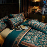 Luxury Egyptian Cotton Duvet Set  Teal Arabesque Pattern - Product detail 5
