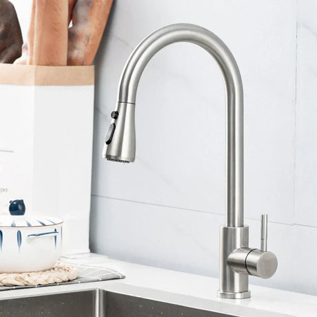 Modern Pull-Out Kitchen Faucet  Matte Black High-Arc Design - Product detail 7