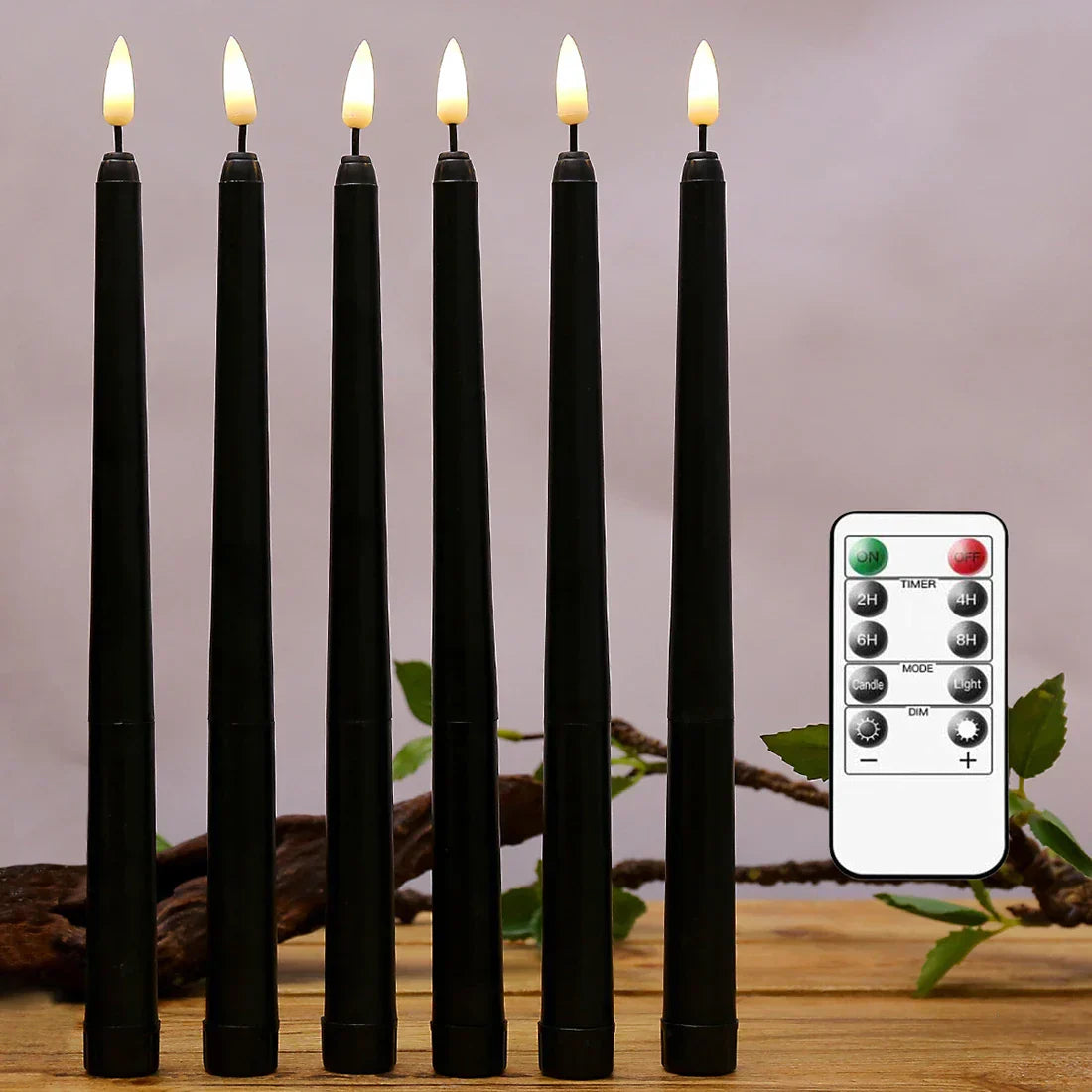 LED Taper Candles  Remote Control Black Set With Timer - Product detail 9