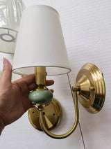Modern LED Wall Sconce  Brass Finish With Fabric Shade - Product detail 9