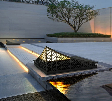Modern Solar Wall Light  Geometric Pyramid Design - Detailed view