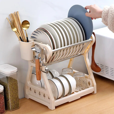 Kitchen Dish Drying Rack  2-Tier Stainless Steel Design - Product detail 9