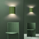 Modern LED Wall Light  Fluted Green Aluminum Sconce - Detailed view