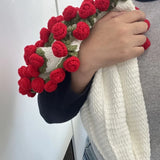 Floral Knit Blanket  Purple Rose Bouquet Design - Product detail 11