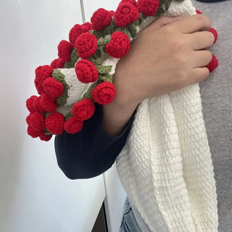 Floral Knit Blanket  Purple Rose Bouquet Design - Product detail 11