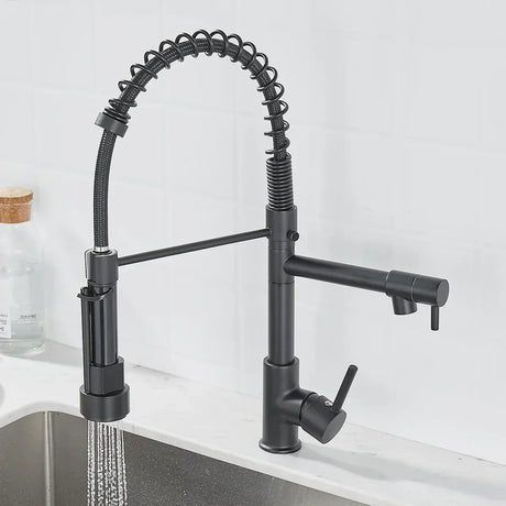 Professional Kitchen Faucet  Spring Pull Down Design Gold Brass Finish - Product detail 12